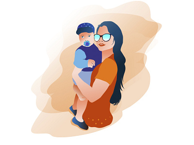 Happy mom with baby illustration