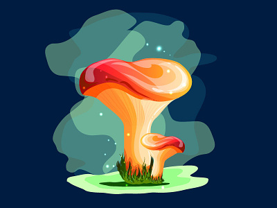 Fabulous mushroom. fabulous fireflies illustration mushroom vector