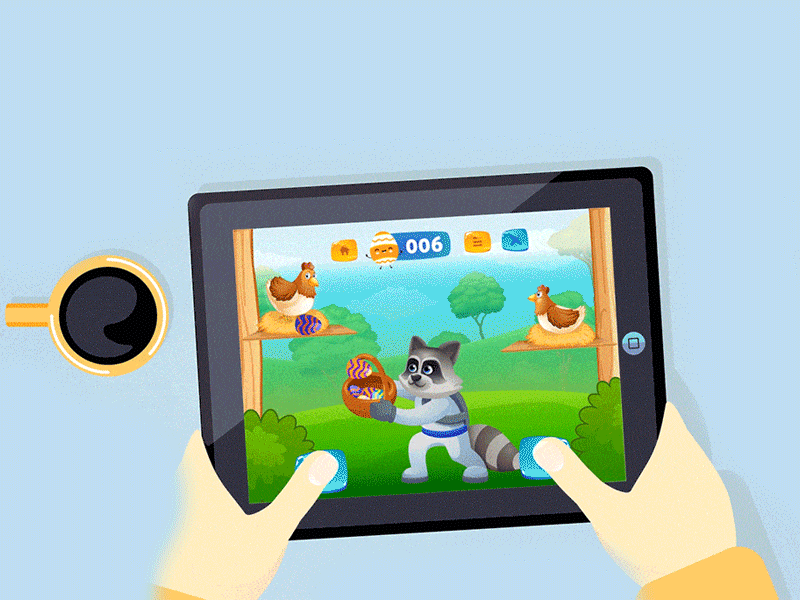 Game with Raccon animal animation design game laptop raccoon