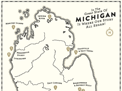 Marriage in the Mighty Mitten greatlakes invitation map michigan wedding