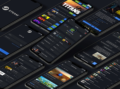 Steam App redesign app concept design ecommerce flat game app mobile mobile app mobile design redesign steam ui