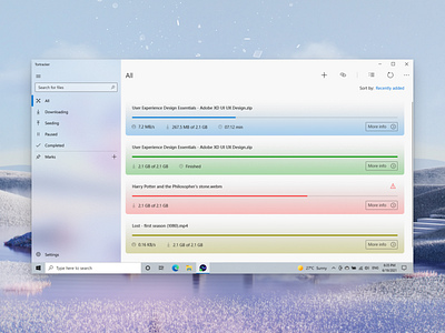 Torrent-Client (fluent design) design fluent design microsoft ui web windows