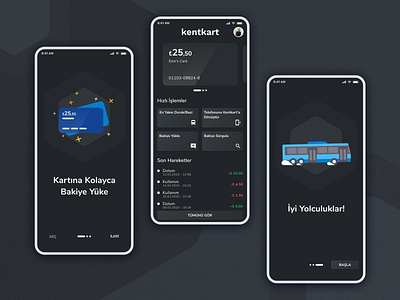 Kentkart Mobile App Redesign Dark UI dark mode dark ui figma figmadesign kentkart mobile app design redesign redesign concept ui design