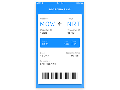Boarding Pass — Daily UI Challenge #024 boarding pass dailyui figma ui