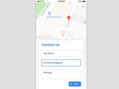 Contact Us — Daily UI Challenge #028 contact us dailyui figma form map material design material theme mobile app textfields ui