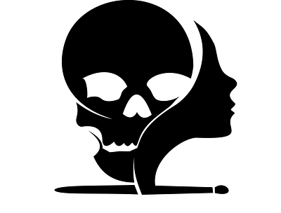 Skull With A Lady branding design icon illustration illustrator logo vector