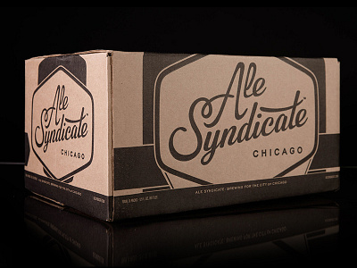 Ale Syndicate Case black and white box case chicago craft beer kraft packaging script