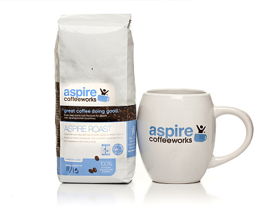 Aspire Coffeeworks Logo and Packaging charity coffee identity logo non profit packaging