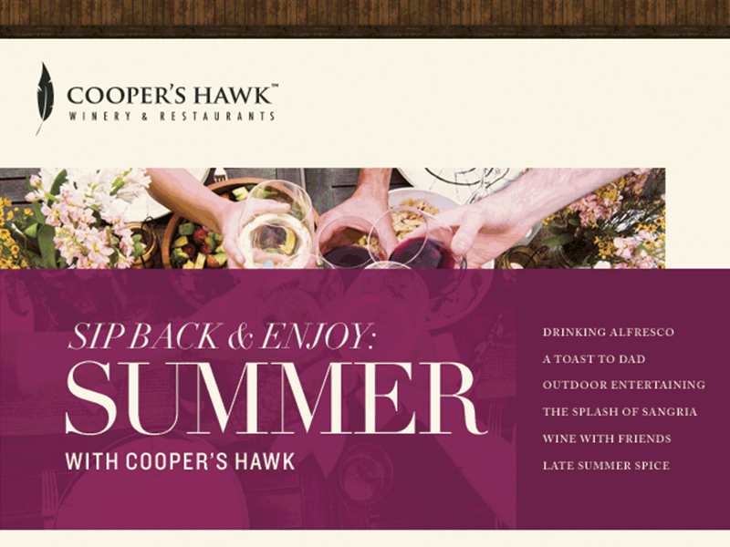 Cooper's Hawk Summer Campaign email picnic restaurant retail sangria summer wine