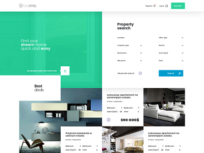 Property frontpage grid homepage responsive webdesign