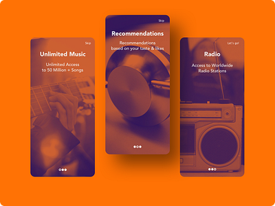 Walk Through Screens for Music App BeatMusic