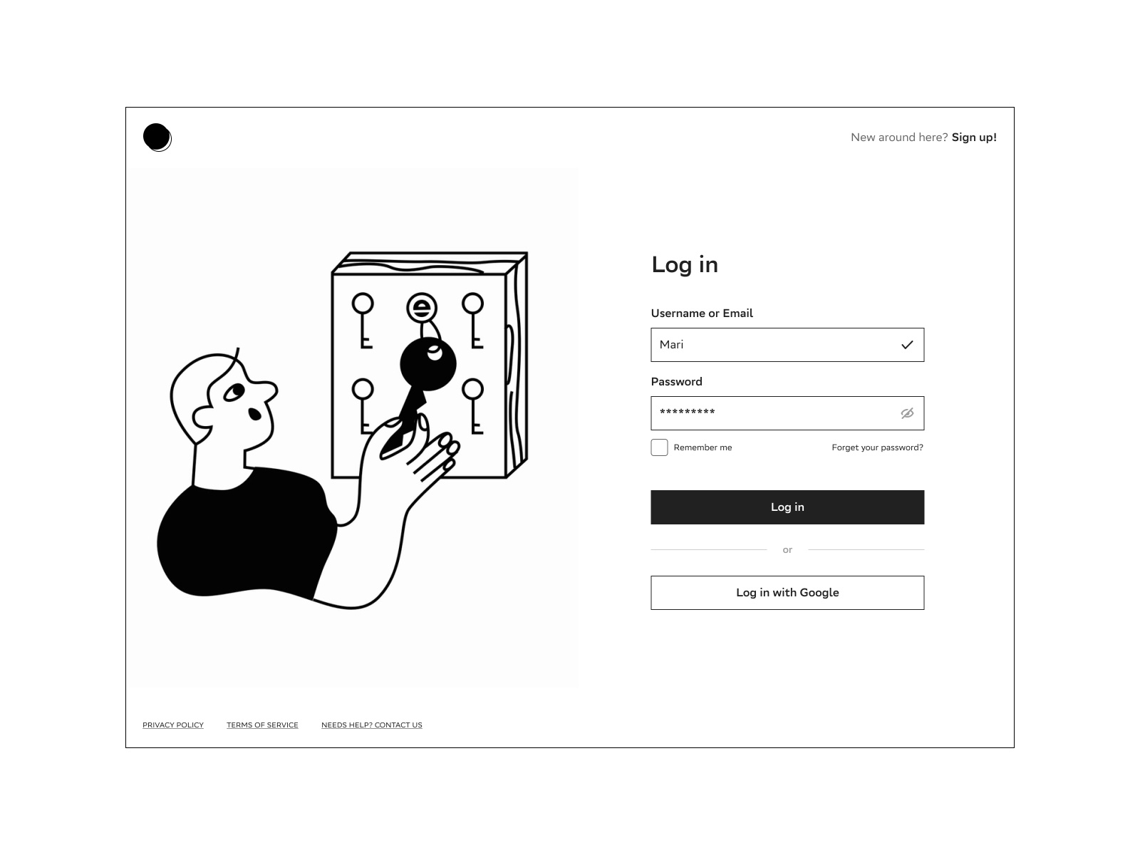 Log in page Noname by Ulviyya Taghyeva on Dribbble