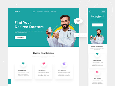 Medical Landing Page 👇 design doctor doctor app health healthcare hospitality landing page minimal mobile app ui ui ux ui design website website design