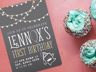 Monster 1st Birthday balloon birthday invitation invite lights monster print