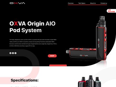 oxva landing page landing design landing page ui landingpage pod systeme ui uidesign userinterface ux ui design vape webdesign website design websites