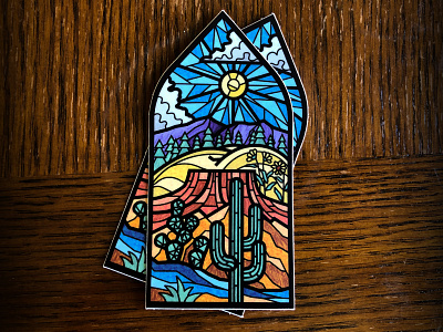 Arizona Stickers arizona fauxstainedglass flagstaff illustration phoenix prescott valley stained glass sticker