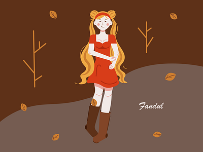 Autumn fall girl illustration by Diana Fandul