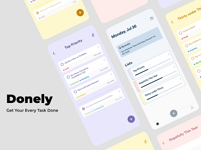 Donely - Task Manager app application component icon management manager personal reminder student study task task manager trend trendy ui ui design uidesign uiux ux visual