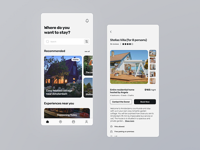 Booking App app application black booking design detail hotel ios minimal mobile nearby place search simple trend trendy ui ux villa white