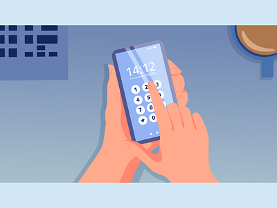 phone with hand 2d 2d animation design flat illustration vector web