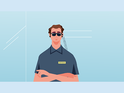 security guard 2d 2d animation design flat illustration vector web