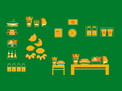 food icons 2d 2d animation flat illustration vector web
