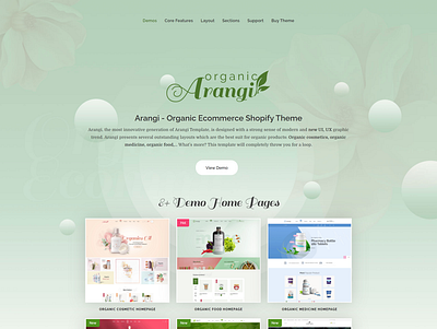 Arangi Organic Ecommerce Shopify Theme animation branding design icon illustration logo ui ux web website