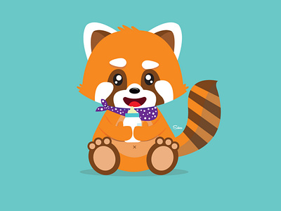 baby red panda animal illustration cute illustration digital painting illustrator red panda