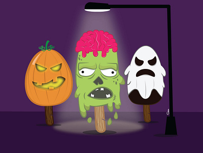 halloween gang character digital art ghost halloween icecream illustrator pumpkin scary