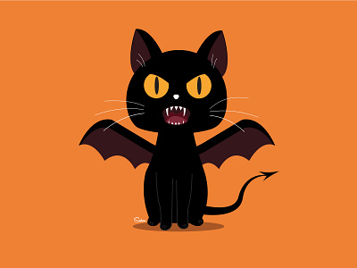 devil cat animal illustration character demon devil cat digital art digital illustration halloween illustrator inktober inktober2020