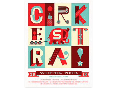 Cirkestra gigposter illustration silkscreen typography