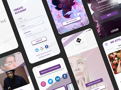 VividScene Salon app branding design hair salon salon app ui ui design ux visual design