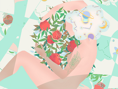 Pomegranate Dream abstract art artwork behance design drawing dribbble female graphic design illustration illustrator