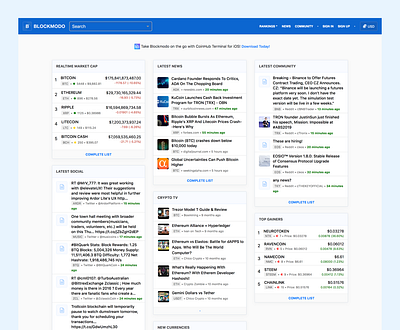 Blockmodo Homepage bitcoin cryptocurrency ethereum finance realtime streaming website