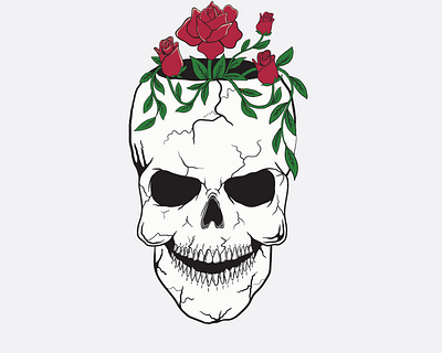 skull rose branding design illustration merchandise design vector