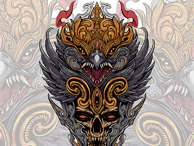 bird skull design illustration merchandise design skull vector