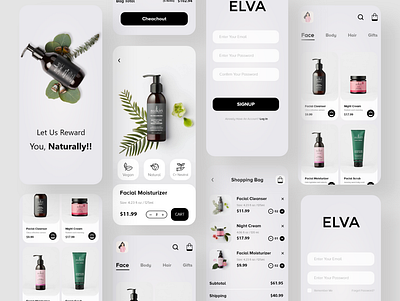 ELVA branding c neutral creative design elva haircare minimal mobile app natural product skincare ui ux vegan