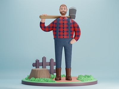 3d character : Lumberjack 3d 3d art 3d character 3d design 3d illustration 3d lumberjack 3d modeling blender c4d character lumberjack