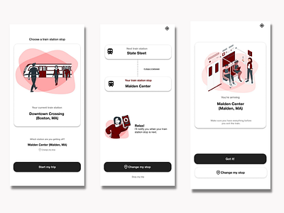 Subway: Never miss your stop app illustration ui ux vector