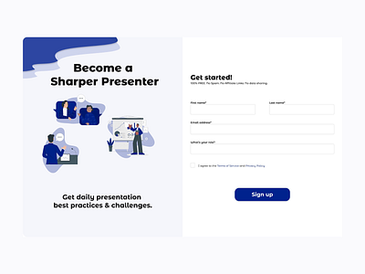 Become a Sharper Presenter daily ui dailyui dailyuichallenge flat illustration illustrator sign up signup ui ux vector web