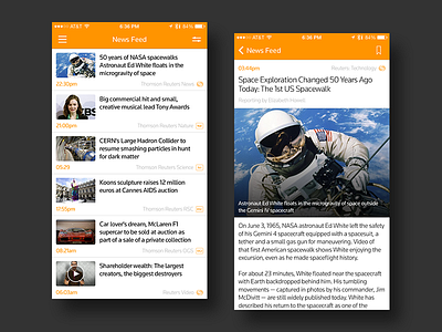 News Feed and Article View design feed ios news ui