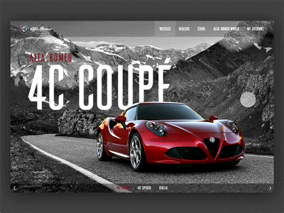 Alfa Romeo homepage / Principle 4c alfa animation car home navigation principle romeo scrolling ui web website