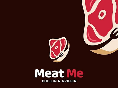 MEAT ME barbeque chillin design grill logo meat restaurant