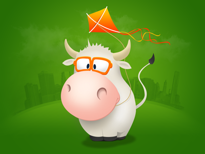 Dreamer animal cow illustration kite smart