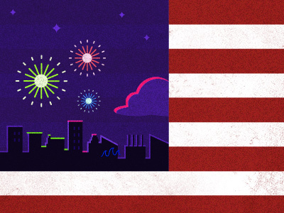 Happy 4th of July! america american flag baltimore blue fireworks fourth of july illustration independence day july 4th maryland red white