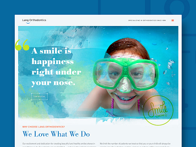 Lang Orthodontics blue green homepage interface design ui ux watercolor web design website wordpress