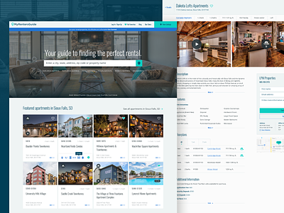 My Renters Guide Platform Launch blue green homepage interface real estate real estate platform ui ux web design website website homepage