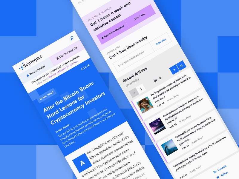 Scatterplot News - Mobile black blue iphone magazine mobile friendly publication purple responsive design ui ux design web design website