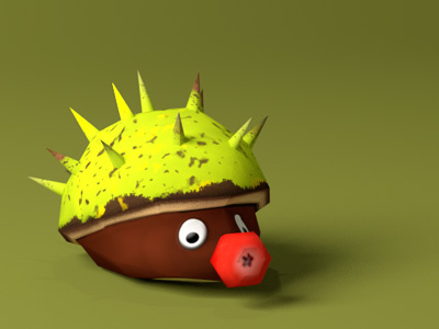 Hedgehog character chestnut fall game lowpoly