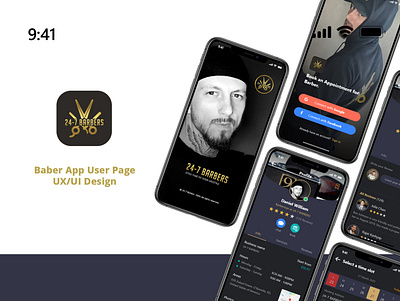Barber userApp design logo ui ux
